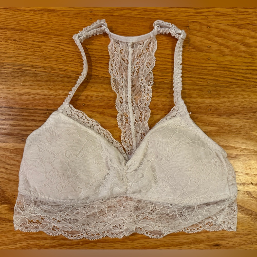 White Lace Bralette Racerback T-Back